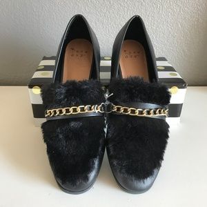 Black Faux Fur Loafers